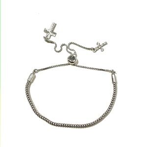 Sterling Silver 925 Adjustable Cross Bracelet